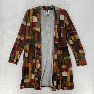 Yahada Cardigan Sweater Womens 1X Beautiful Fall Colors Long Line Multicolored‎
